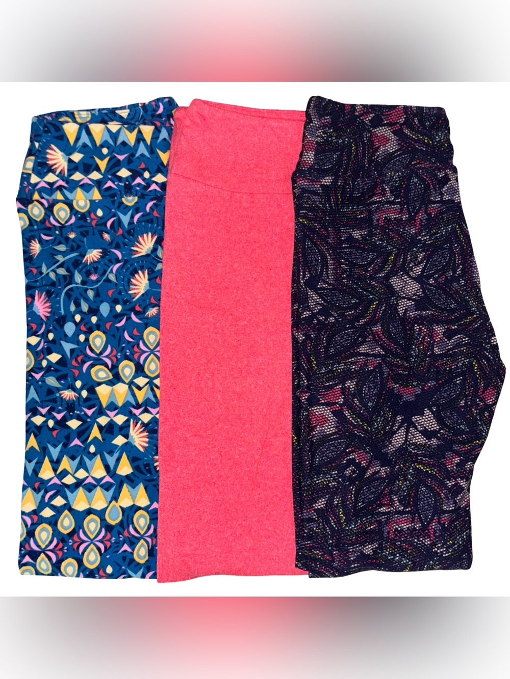 Lot of 3 LuLaRoe Leggings Size OS Heather Bright Coral Solid